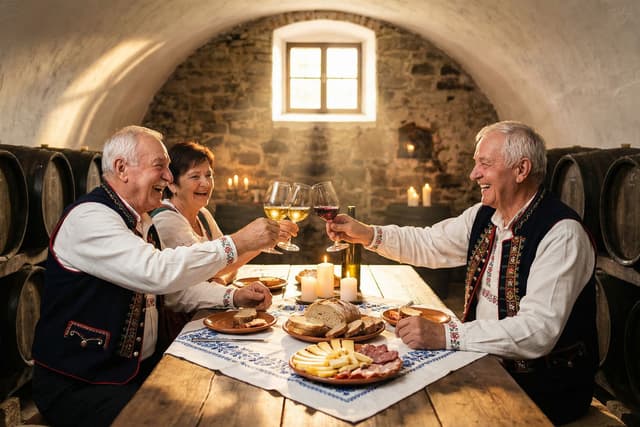 Posezení s vínem ve vinném sklepě